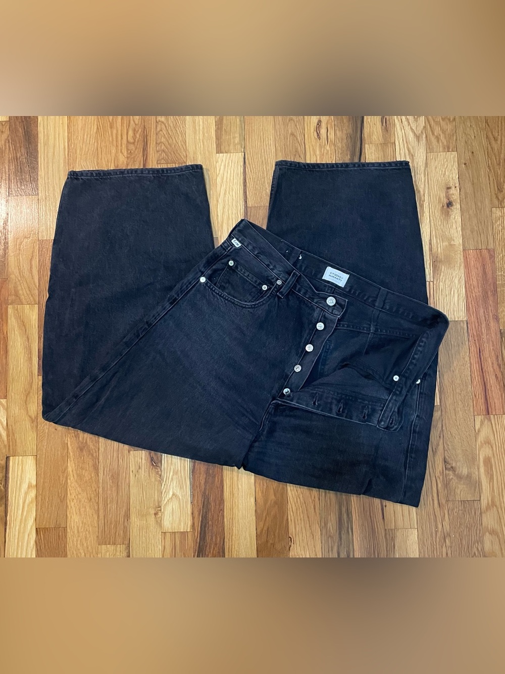 Citizens of Humanity Horseshoe Barrel Leg Jeans Andreas Black Size 30 - Picture 5 of 7